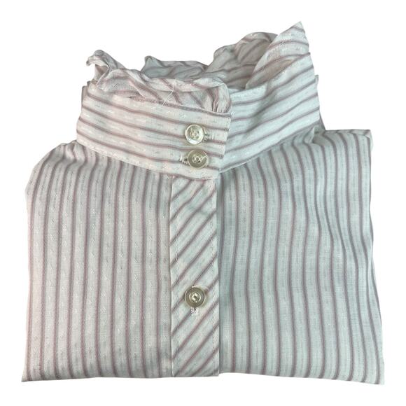 Vtg Daisyshirtworks Size S Ruffle Collar Blouse 80s/90s Striped Balloon Sleeve - Picture 9 of 10